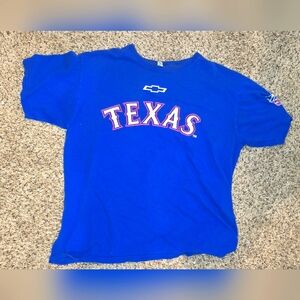 Texas Rangers 40th anniversary blue numbered T-shirt Large L by Chevrolet